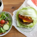 Low carb fast food options including a lettuce wrap burger and side salad