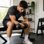 Person doing a dumbbell wrist curl to build forearm strength