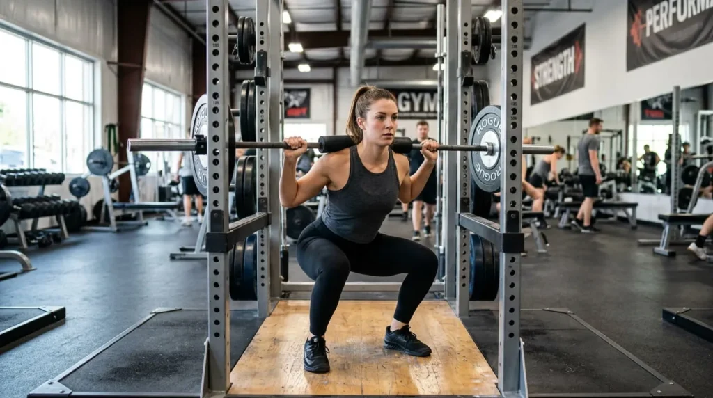 Person demonstrating how to do a squat with correct depth and posture