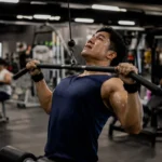 Lifter performing a lat pulldown during a back and tricep workout