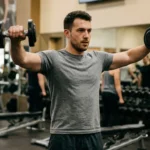 Lifter performing what are lateral raises exercise with dumbbells at shoulder height in a gym